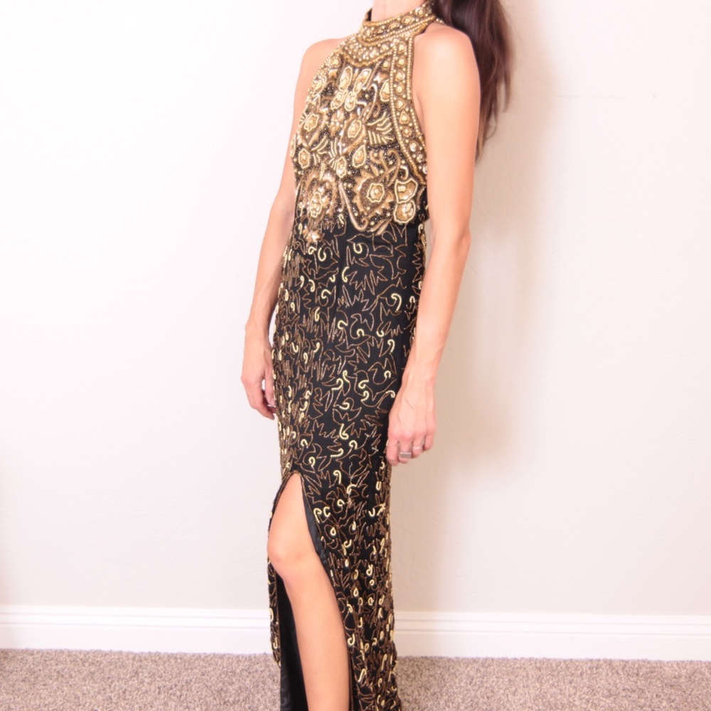 Vintage Adrianna Papell Beaded Long Gown Twenties